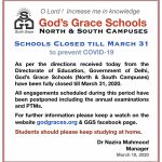 Schools Closed Till March 31 to Prevent COVID-19